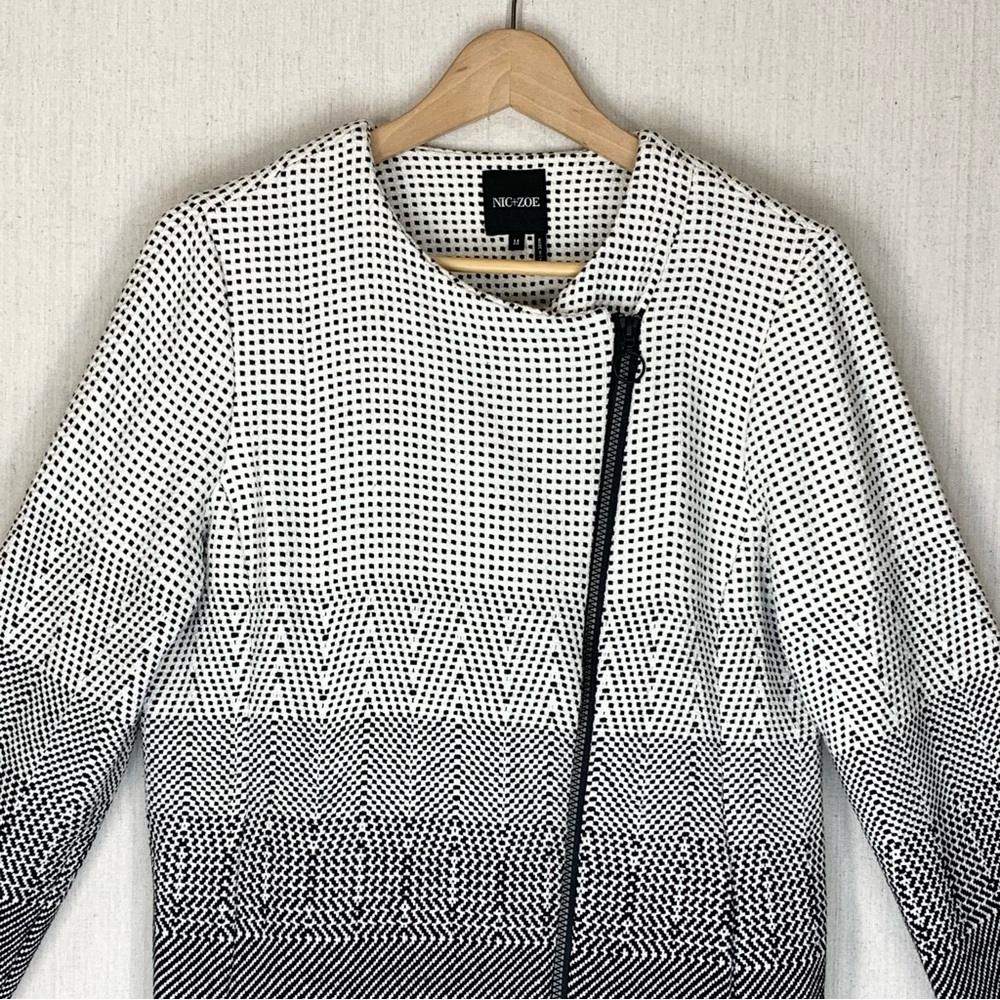 NIC+ZOE~Women’s‎ “Connect the Dots” Black/White Asymmetric Zip Jacket~M - Picture 2 of 13
